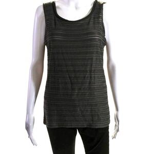 Armani Collezioni Dark Brown Sheer Striped Sleeveless Top Size 10